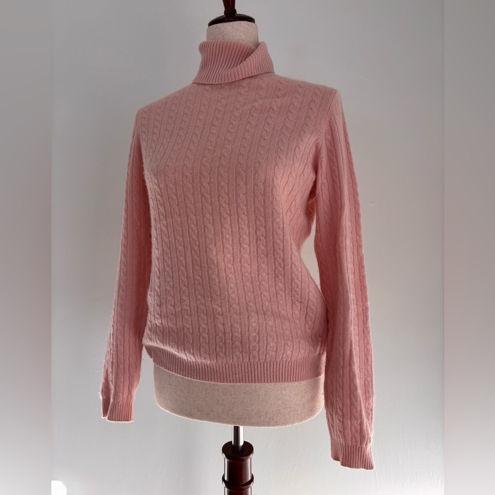 Women’s Charter Club Fitted Turtleneck Cashmere Sweater Light Pink